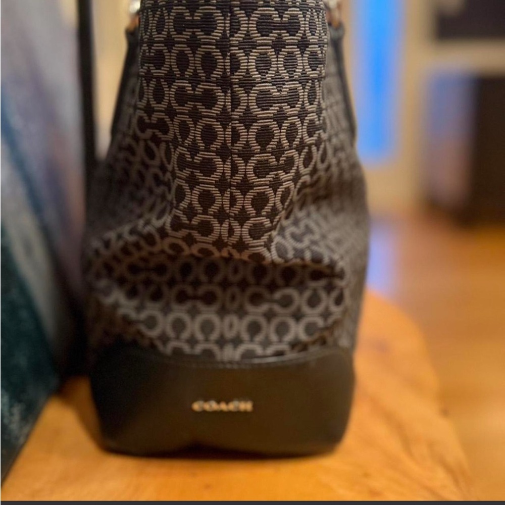 Coach Black and Gray Patterned Tote - Picture 4 of 14
